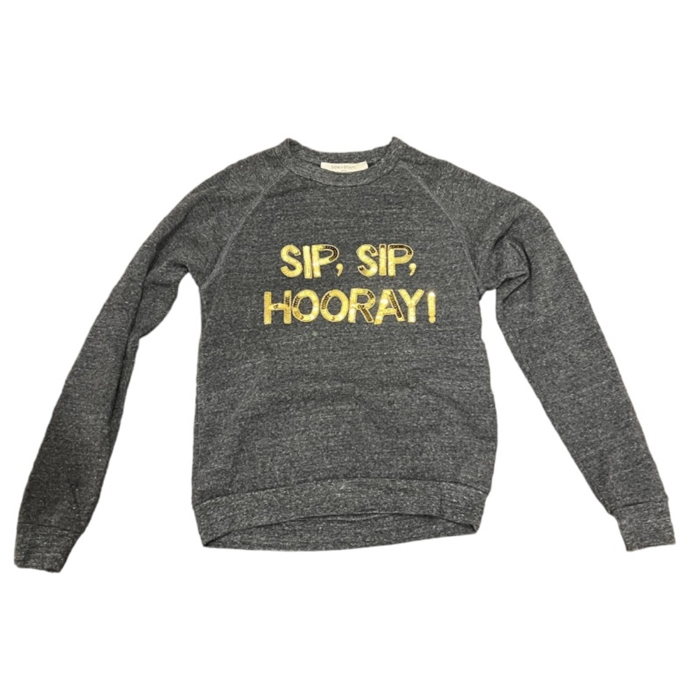 Dark grey beaded and sequin fleece crewneck